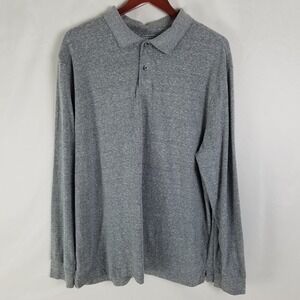 Saddlebred Mens XL Long‎ Sleeve Heather Gray Polo Shirt Cotton Polyester Blend